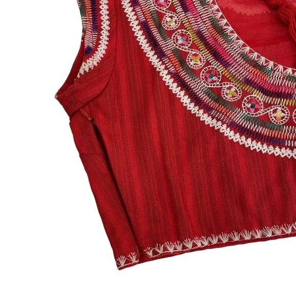 Billabong Designer’s Chica Amiga Embroidered Top Rio Red Large - Picture 11 of 16